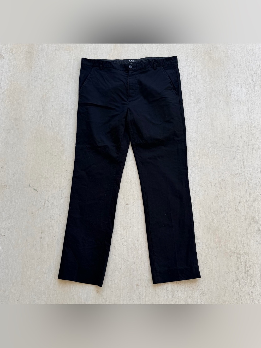APC Rue Madame Chino Pants Black Size XL Flat Front Cotton